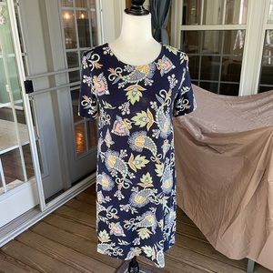 LOFT navy blue patterned dress